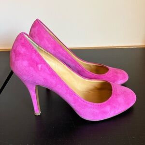 J. Crew Mona suede pumps in wild berry NEEDS CLEANING